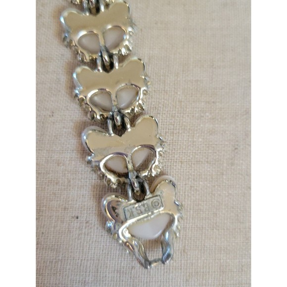 Vintage BSK Heart Shaped Moon Glow Thermoset Rhinestone  Bracelet Missing Stones - Picture 11 of 16